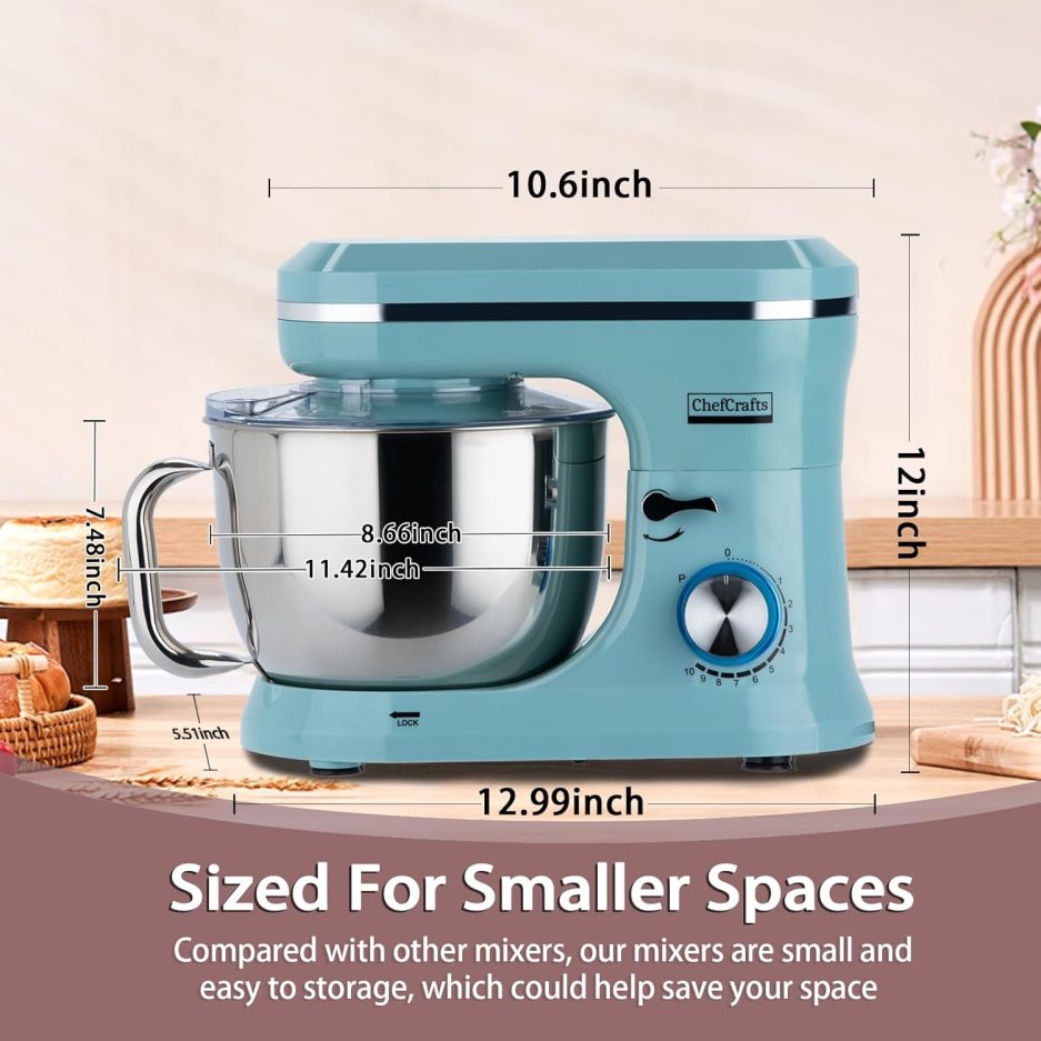 Electric Stand Mixer with 6.5 Quart Bowl, Household Food Mixer 10+p Speeds 660W, Kitchen Tilt-Head Bread Dough and Cake Mixers with Dough Hook, Whisk, Beater, Splash Guard and Egg Separator (Blue) - Image 6