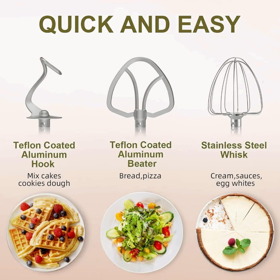 Electric Stand Mixer with 6.5 Quart Bowl, Household Food Mixer 10+p Speeds 660W, Kitchen Tilt-Head Bread Dough and Cake Mixers with Dough Hook, Whisk, Beater, Splash Guard and Egg Separator (Blue) - Image 7