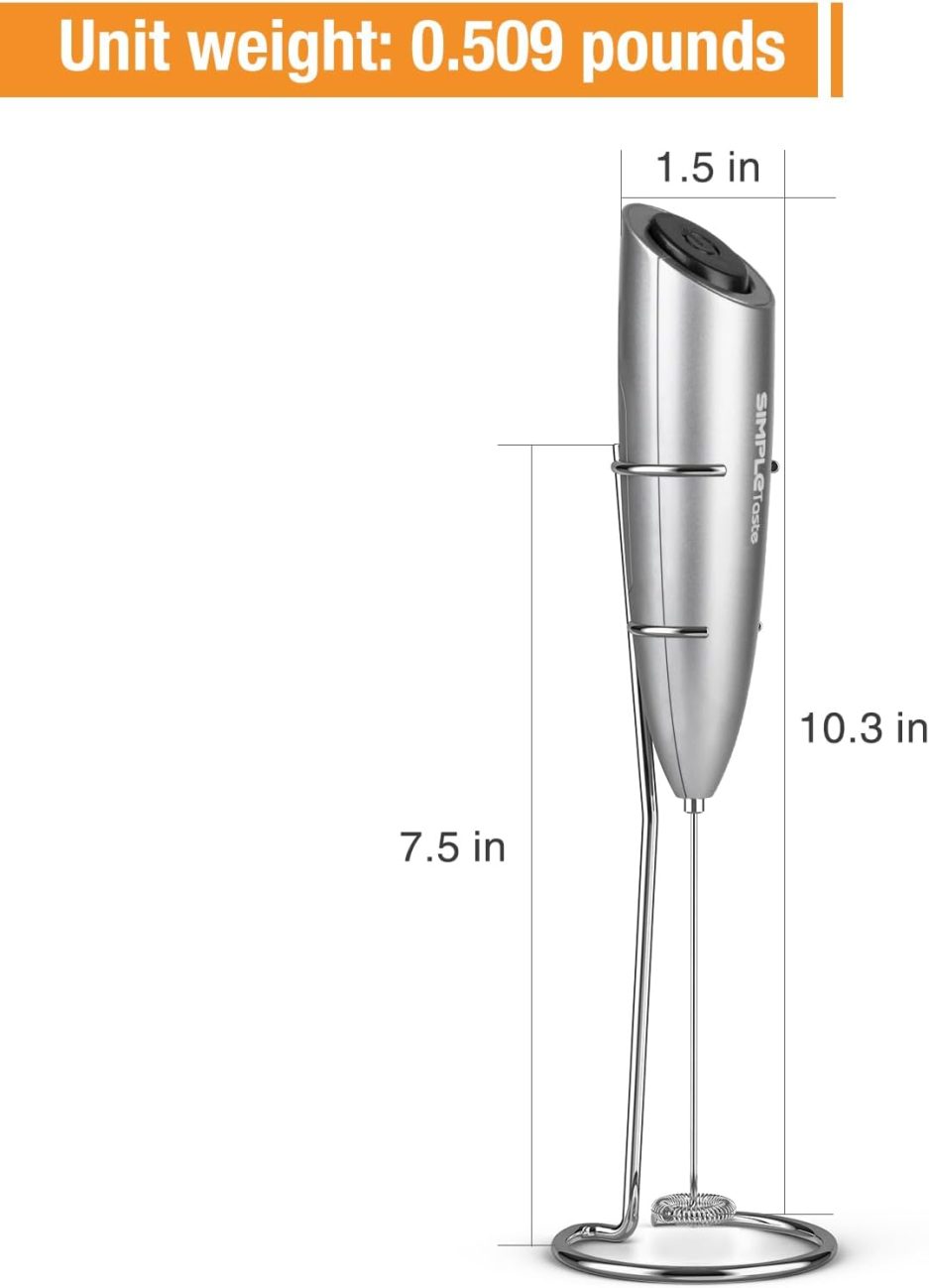 SIMPLETaste Milk Frother Handheld Battery Operated Electric Foam Maker, Drink Mixer with Stainless Steel Whisk and Stand for Cappuccino, Bulletproof Coffee, Latte - Image 9